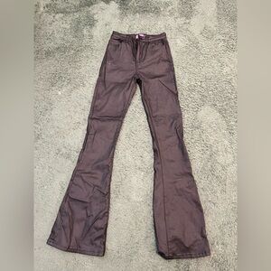 Edikted Medium Black Leather Flare & Wide Leg Jeans